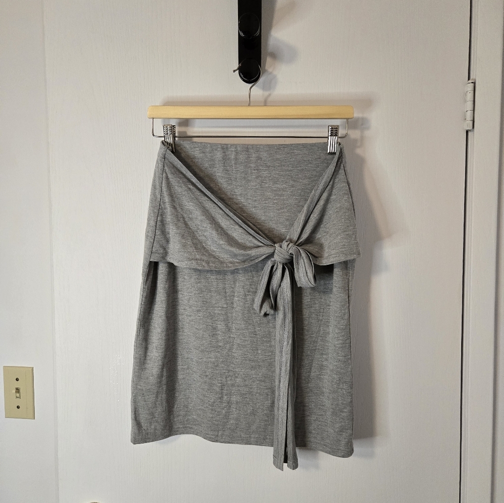 Gray Tie-Front Skirt